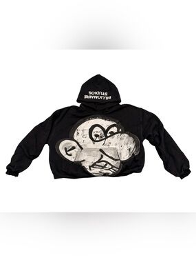 Billionaire Studios Men's Black Graphic Logo Pullover Hoodie Long Sleeve S
